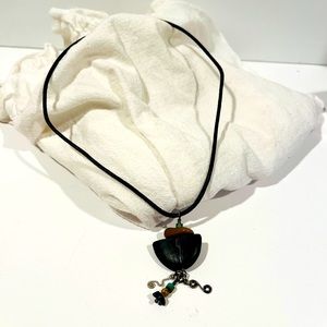 Stone Cord Silver Native Necklace